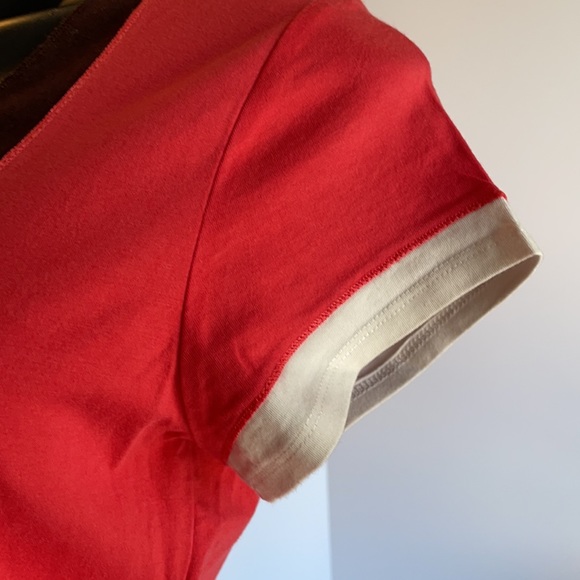 LAURA PETITE Orange black and white top, size M - Picture 4 of 7